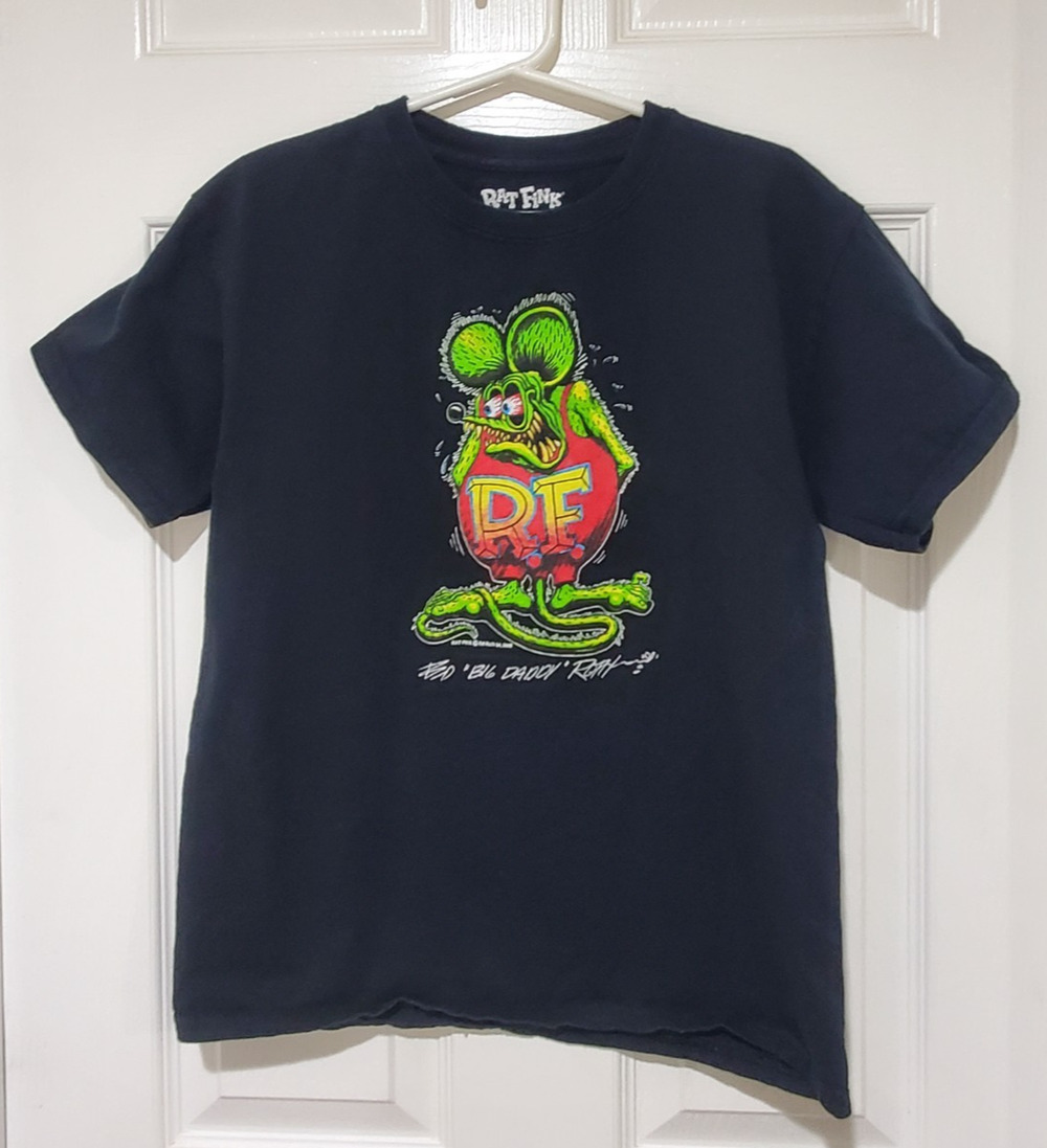 Rat Fink Boys T-Shirt – Ed “Big Daddy” Roth Graphic – Boys Size M – Black